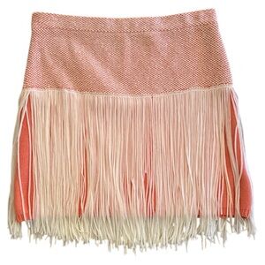 Ella Moss Fringe Skirt coral/cream size Small